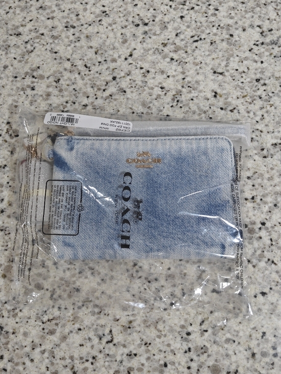 Coach Corner Zip Wristlet In Loved Denim With Charms - Picture 5 of 8